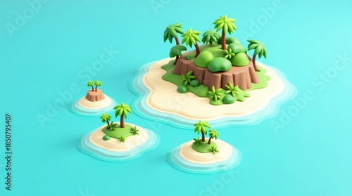Tropical islands palm trees green landscape sandy beaches