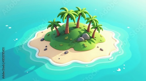 Tropical island with palm trees and turquoise water