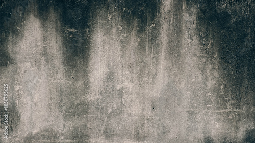 Grunge weathered concrete wall texture background, dirty old cement surface with dark stains and cracks.