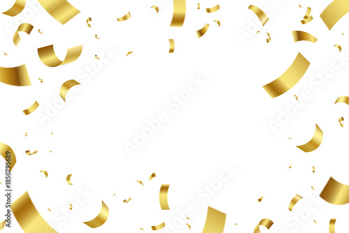 golden confetti on white background
