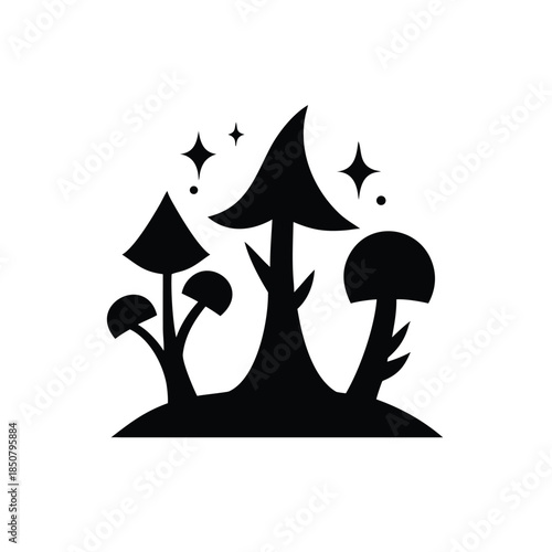 Magical Mushroom Silhouette Art
