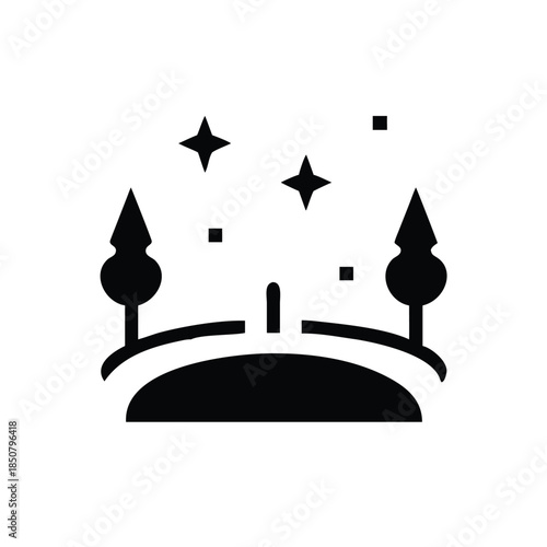 Magical Night Landscape Silhouette