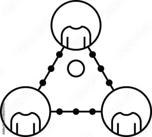 Abstract people network icon showing team collaboration and connections, modern vector illustration for social communication, community structure and networking concepts