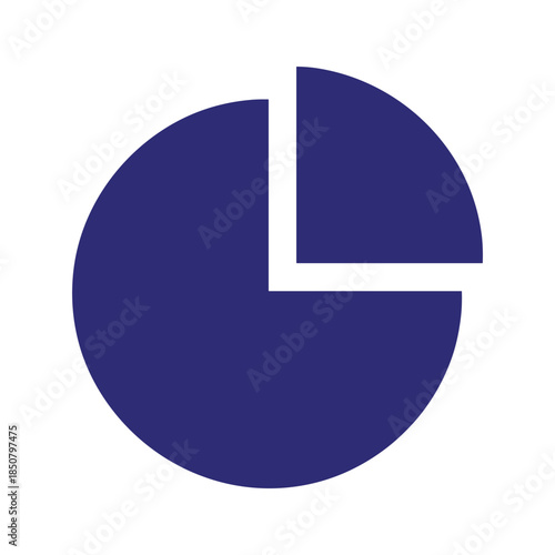 Blue pie chart on white background