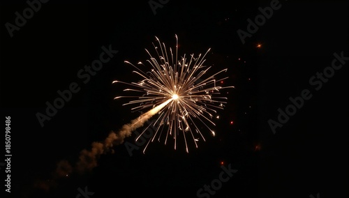 Wallpaper Mural Bottle rocket launches suddenly with whistle exploding midair into small bright colorful flashes Torontodigital.ca