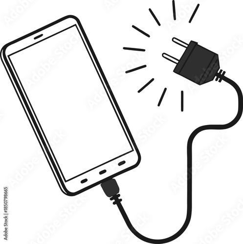 Smartphone charging with electric plug and power surge lines