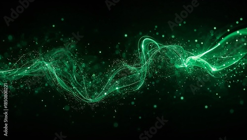 Emerald green abstract firework luminous ephemeral twisting drifting glowing scattering intangible ethereal surreal