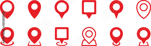 Location Pin Vector Illustration Set Isolated on Transparent Background Flat Design Style Map Pointer Concept for Destination Position Direction Place Vector Illustration