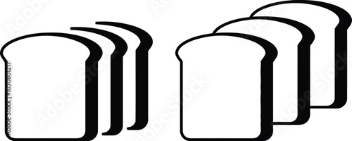 Set of Bread Icon Slice Toast Bakery Food Breakfast Healthy Gourmet Delicious Meal Homemade Fresh Loaf Wheat Grain Rye Bread Crumbs