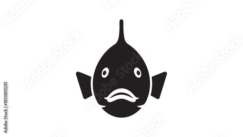 Cute cartoon black fish with wide eyes perfect for aquatic themed projects