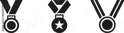 Set of Different Medals Vector Illustration Isolated on Transparent Background Achievement Award Badge Ceremony Champion Competition Honor Insignia Prize Reward Symbol