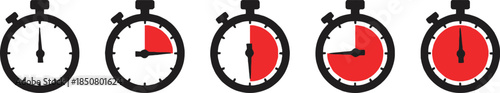 Stopwatch Icons Set Featuring Time Measurement and Countdown for Sports Events and Deadlines with Precision and Accuracy on Transparent Background