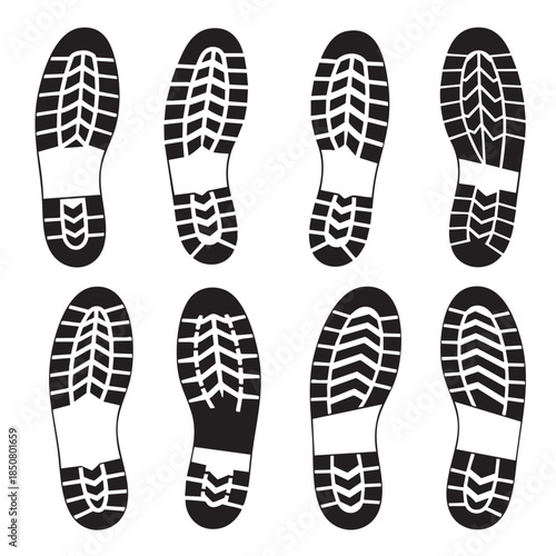 Multiple Shoe Treads Pattern in Black and White for Footwear Design