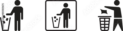 Trash Can Icon Vector Illustration Throwing Garbage Symbol Recycle Bin Sign Waste Disposal Container Pictogram Environmental Cleanup Sign