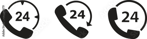 Twenty Four Hour Assistance Vector Illustration of Call Center Support Hotline Phone Service Availability Customer Help Desk Open Line Contact Icon Graphic