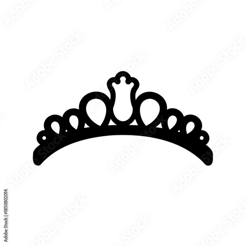 Silhouette of a Beautiful Tiara with Decorative Elements against a White Background