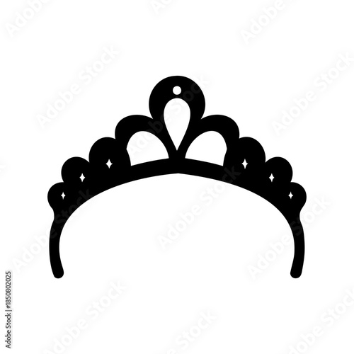 Elegant black tiara with sparkling accents, ideal for princess themed design