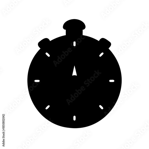 Black and White Vector Image of a Classic Stopwatch or Timer