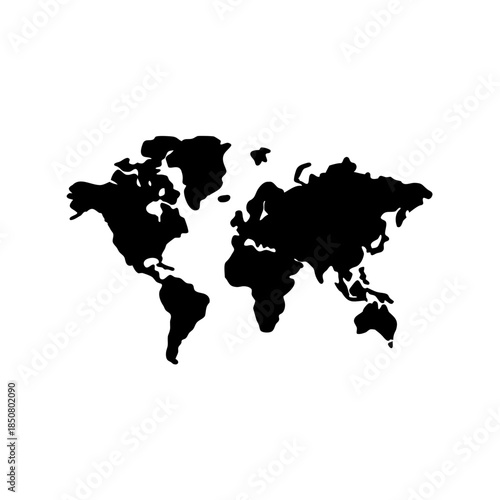 Silhouette of a world map on a white background, minimalist style