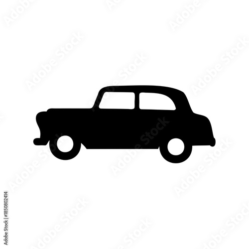 Silhouette illustration of a classic compact car design on white background