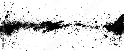 Vector abstract grunge texture stripe of black paint stains decorative paint splashes ink splatters