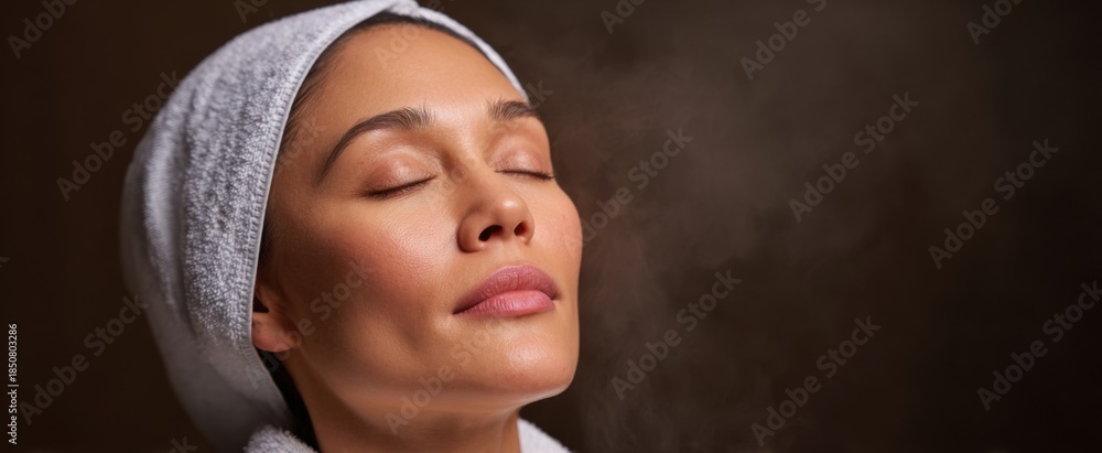 Fototapeta premium The steam facial treatment deeply hydrates skin and thoroughly cleanses clogged pores.