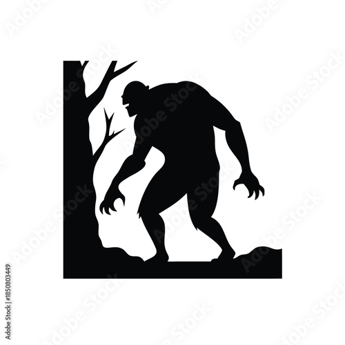 Giant Creature Silhouette in Dark Forest