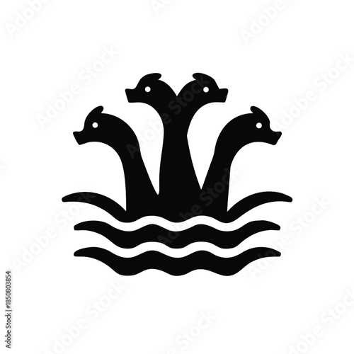 Dark Silhouette of Mythical Hydra Monster