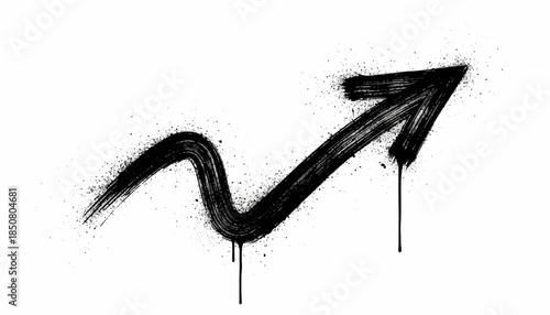 Black Spray Paint Arrow Pointing Upwards with Dripping Effect