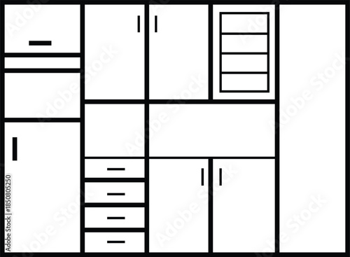 Kitchen Cabinet Furniture Storage Interior Cupboard Shelves Home Design Icon