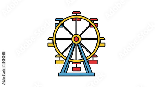 Colorful cartoon Ferris wheel illustration.