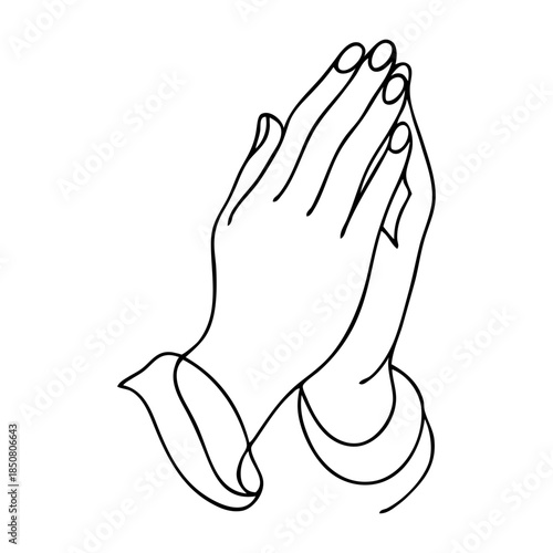 Dibujo de trazo único de manos en oración 