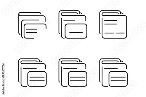 Stacked document icons with lines, representing files, archives, and data organization