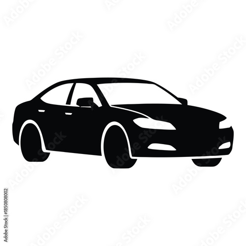 Black car silhouette on white background Vector illustration
