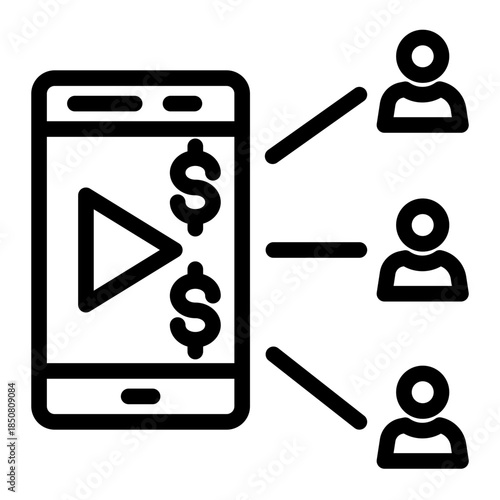 Subscription Content Marketing Follower Icon from Data Analysis Icon Collection (Outline style)