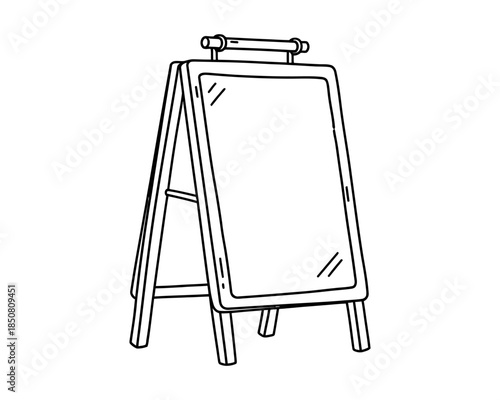 A-frame Sign: Clean line art of a blank A-frame sign ready for custom messages, suitable for advertising and showcasing.