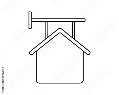 Sign of Home: a minimalist outline of a simple house sign, it's a symbol of belonging and comfort. 