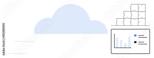 Cloud computing concept. Cloud computing enables data integration, technological connectivity, and modern analytics. Cloud computing improves efficiency in data analysis and software development