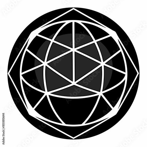 GeoSphere vector clean black silhouette design white background