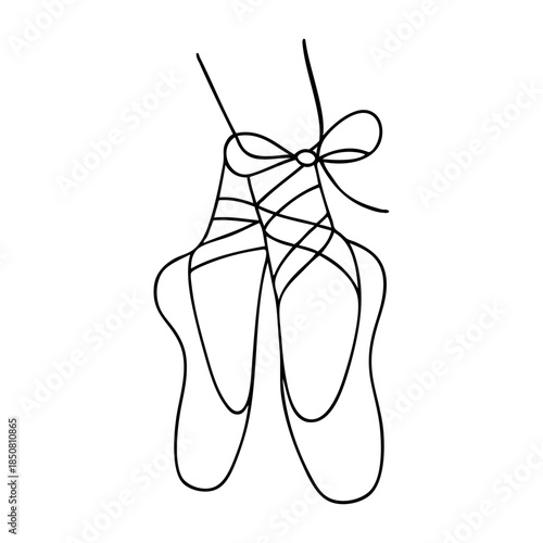 Dibujo sencillo con líneas de zapatillas de bailarina de ballet