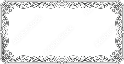 Elegant black and white frame with ornate design Vector illustration