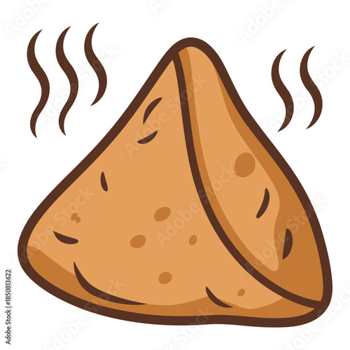 Hot samosa with steam rising Vector illustration