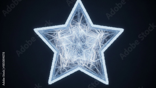 Glowing white star shaped string lights on dark background, festive holiday decoration with illuminated starburst design