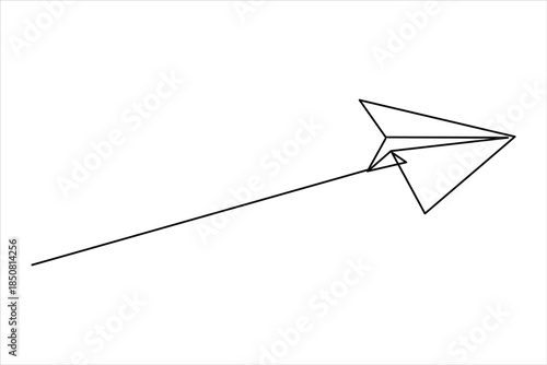 Paper plane continuous one line art drawing of design