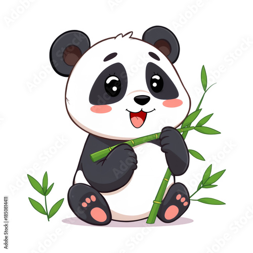 Cute panda eating bamboo
