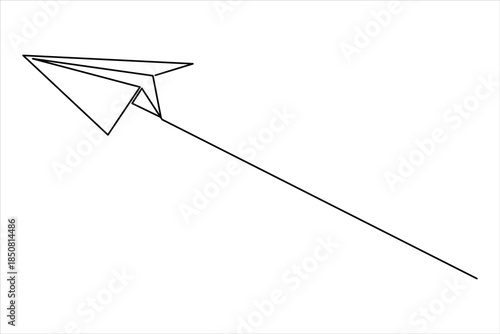 Paper plane continuous one line art drawing of design