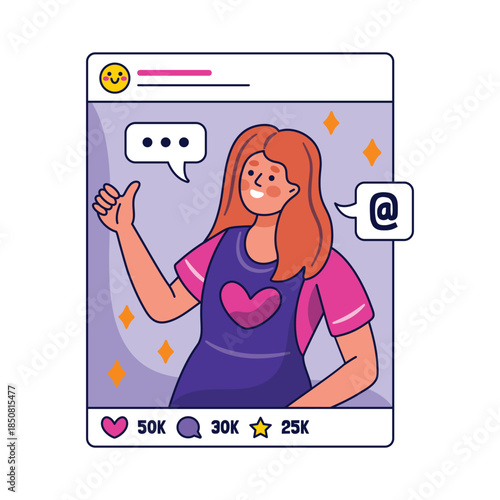 Cartoon Young Woman Giving Thumbs Up Selfie.