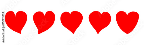 Red Heart Love Symbols Isolated Vector Illustration. Romantic Valentine Day Heart Icons Set for Greeting Cards, Posters, Prints and Digital Design