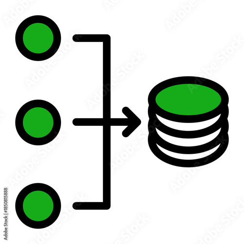 Database Storage Input Source Icon from Data Analysis Icon Collection (Outline Color Lineal style)