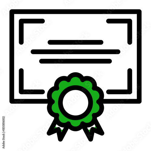 Award Winner Medal Certification Icon from Data Analysis Icon Collection (Outline Color Lineal style)